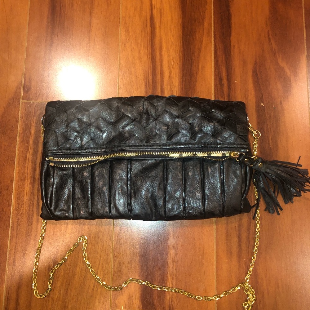 Black crossbody with gold accents